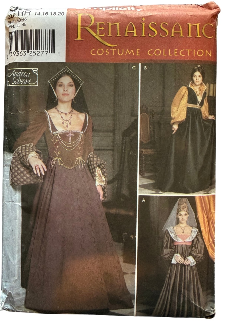 3/$20 Simplicity 9929 Renaissance Costume Dresses Size 14-20